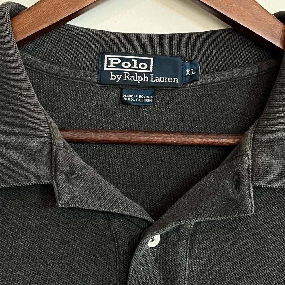 POLO Ralph Lauren Mens Size XL Dark Gray Long Sleeve Pullover Polo Shirt Pony